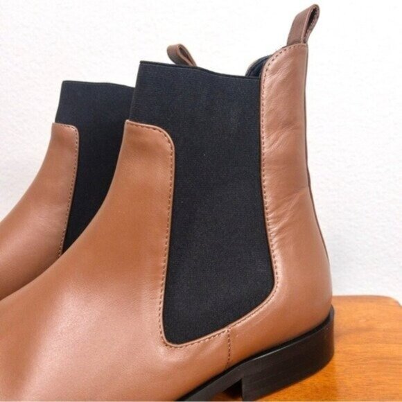 NWT Everlane The Italian Leather Square Toe Chelsea Boot 9.5 Peanut Heel Ankle - Picture 8 of 14